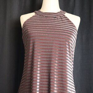 Candies Brown Velour Chevron Sundress Womens Medium Y2K Vintage Party Dress
